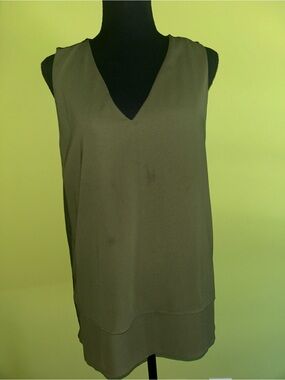 Michael Kors Army Green V-Neck Layered Sleeveless Camisole